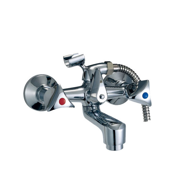 1102-10 rubinetto in ottone doppia maniglia miscelatore vasca a parete acqua calda/fredda con supporto doccetta