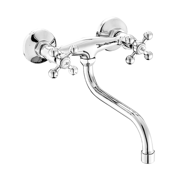 1108-72 rubinetto in ottone doppia maniglia, miscelatore cucina a parete acqua calda/fredda, miscelatore lavello