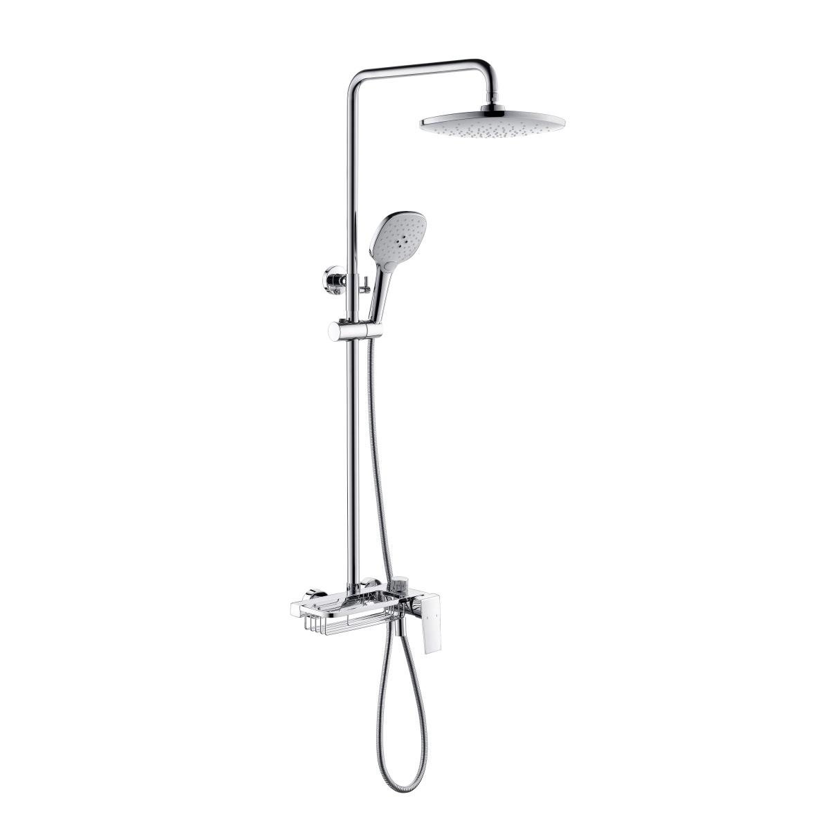 YS34249 Colonna doccia multiuso, colonna doccia a pioggia con rubinetto, bocca e cestello, regolabile in altezza;