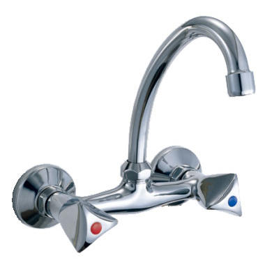 1102-51 rubinetto in ottone doppia maniglia miscelatore cucina a parete acqua calda/fredda, miscelatore lavello