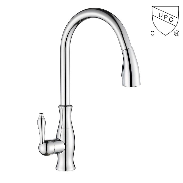 C0055-1 UPC, rubinetto in ottone certificato CUPC rubinetto da cucina con maniglia estraibile/leva a 1 maniglia;