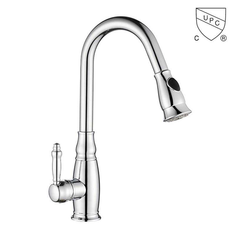 C0056-1 UPC, rubinetto in ottone certificato CUPC rubinetto da cucina con maniglia estraibile/leva a 1 maniglia;