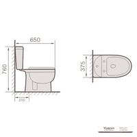 YS22207S WC in ceramica a 2 pezzi, WC a cacciata con trappola a S ad accoppiamento stretto;