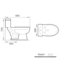 YS22207T WC in ceramica a 2 pezzi, WC sifonico con trappola a S ad accoppiamento stretto;
