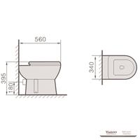 YS22215F WC singolo in ceramica, WC a cacciata con sifone a P;