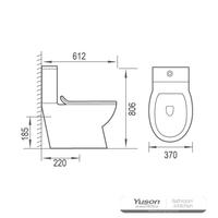 YS22270P WC in ceramica senza bordo a 2 pezzi, WC a cacciata con sifone a P;