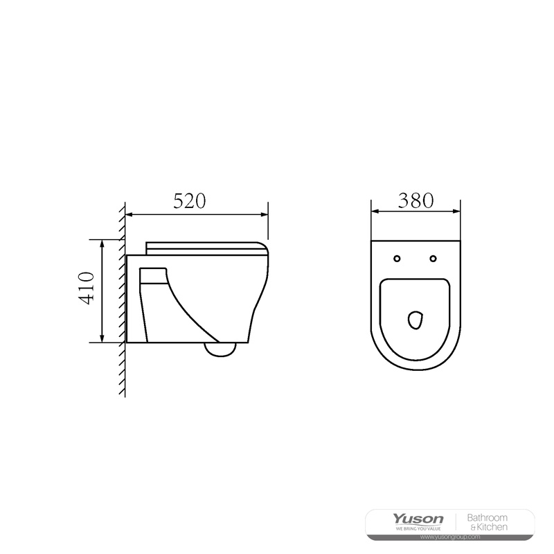 YS22286H WC sospeso in ceramica, WC sospeso, a cacciata;