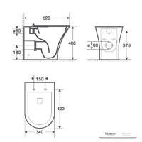 YS22294F WC singolo in ceramica, WC a cacciata con sifone a P, senza brida;