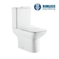YS22296 WC in ceramica senza bordo a 2 pezzi, WC a cacciata con sifone a P;