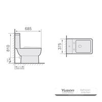 YS22305P2 WC in ceramica a 2 pezzi, WC a cacciata con sifone a P;