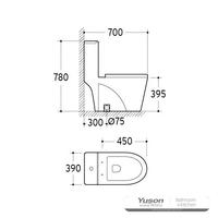 YS24283 WC in ceramica monopezzo, a sifonia;