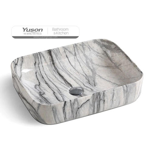 YS28434-MA1 Lavabo soprapiano in ceramica serie Stone, lavabo artistico, lavabo in ceramica;