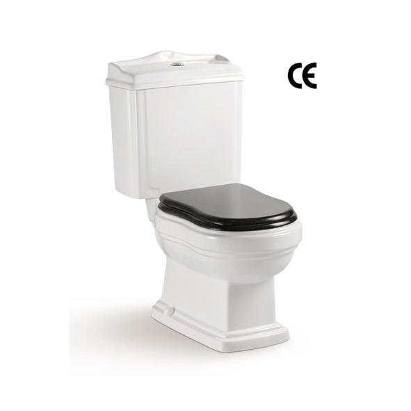 YS22209P WC in ceramica in 2 pezzi dal design retrò, WC a cacciata con sifone a P monoblocco;