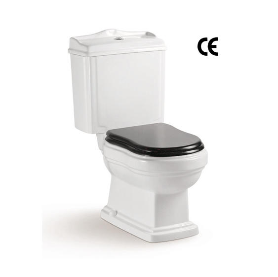 YS22209S WC in ceramica in 2 pezzi dal design retrò, WC a cacciata con sifone a P ad accoppiamento stretto;