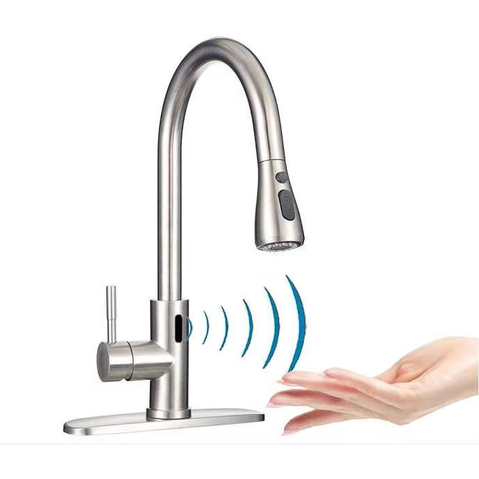 3138 rubinetto da cucina touchless, rubinetto touch on lavello, bocca estraibile;