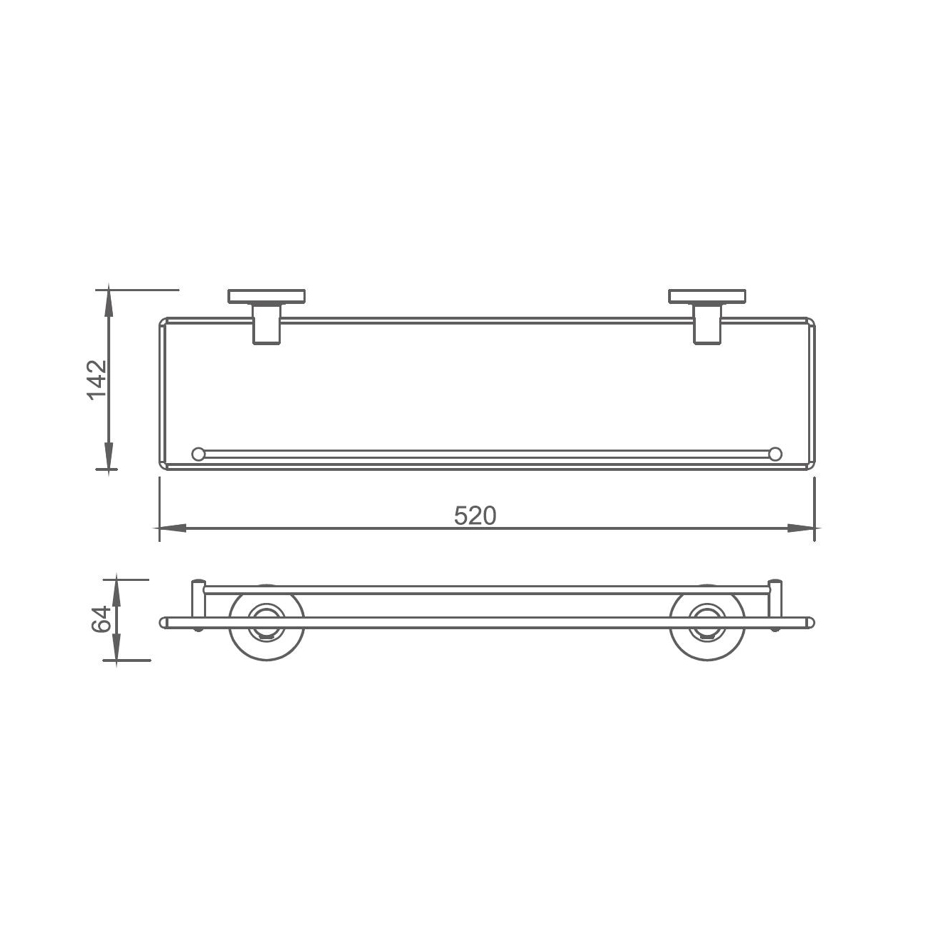 10287 Accessori da bagno eleganti, Mensole per asciugamani, Mensola portaoggetti, Mensola in vetro, vetro temperato, montato a parete (Serie 10200)