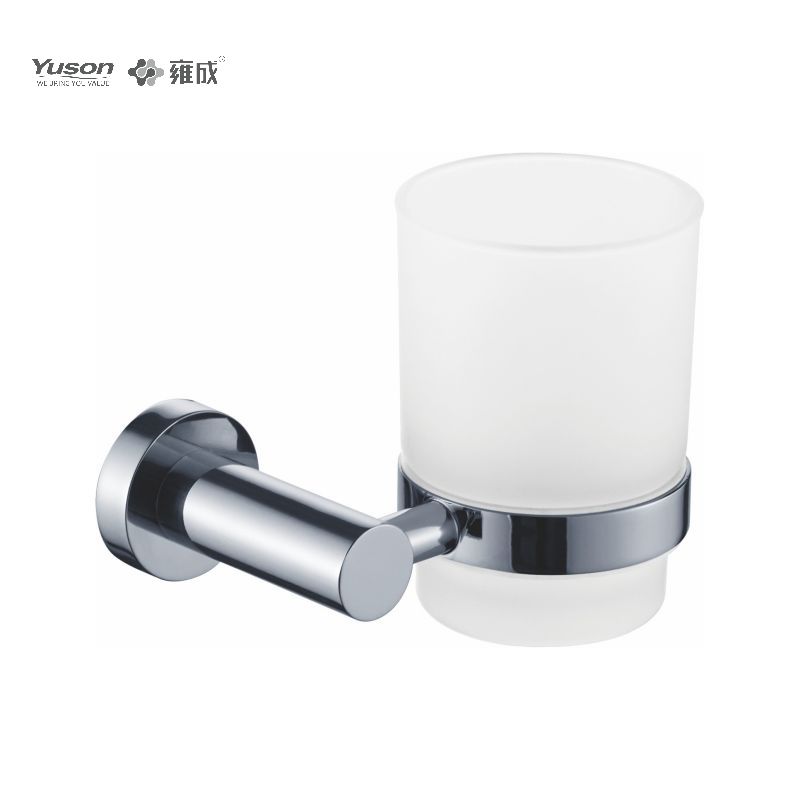 10784 Accessori da bagno eleganti, portabicchiere, con tazza in vetro smerigliato/temperato, portabicchiere in zinco/ottone/SUS, montato a parete (serie 10700)