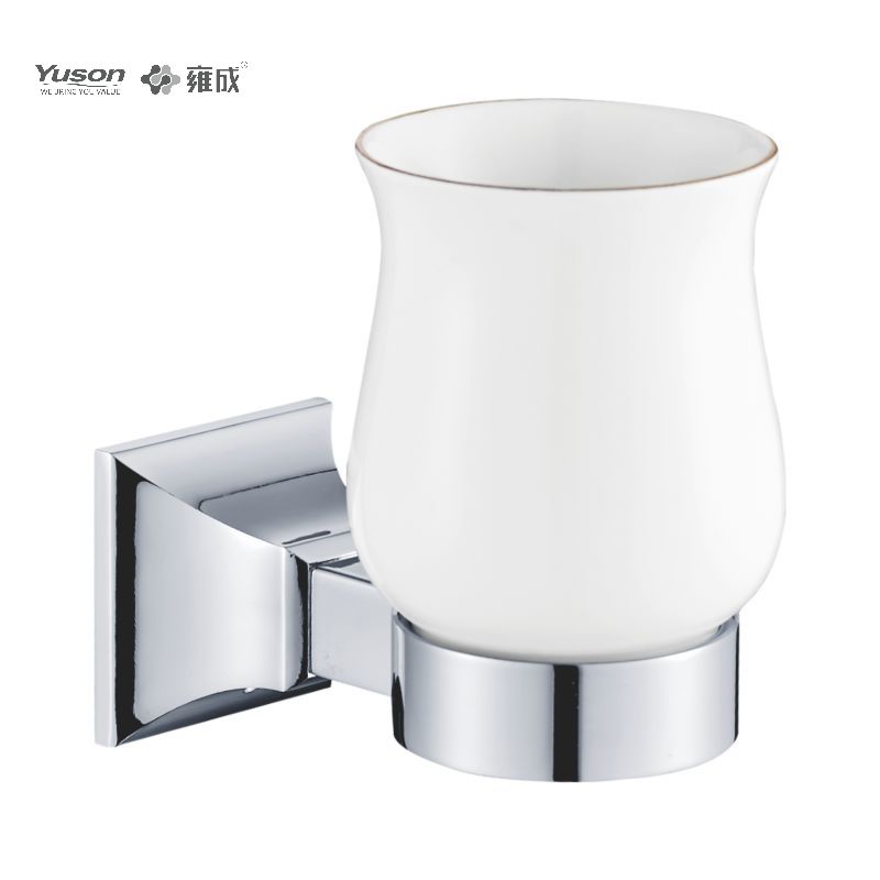 11184 Accessori da bagno eleganti, portabicchiere, con tazza in vetro smerigliato/temperato, portabicchiere in zinco/ottone/SUS, montato a parete (serie 11100)