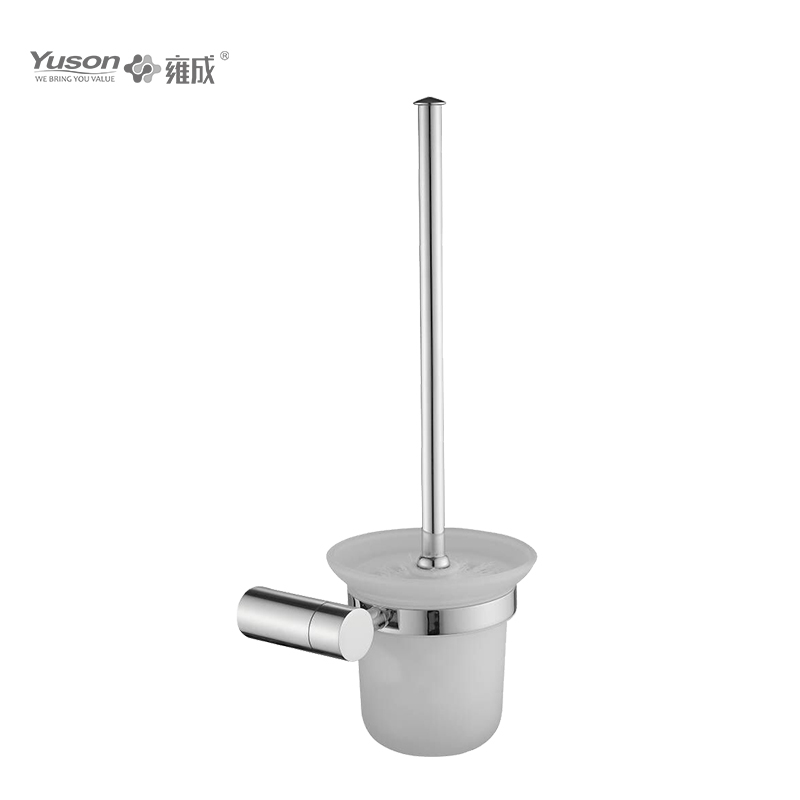 12090 Accessori da bagno Sleek, scopino per WC con tazza in vetro smerigliato/temperato, scopino per WC in zinco/ottone/SUS, montato a parete (serie 12000)