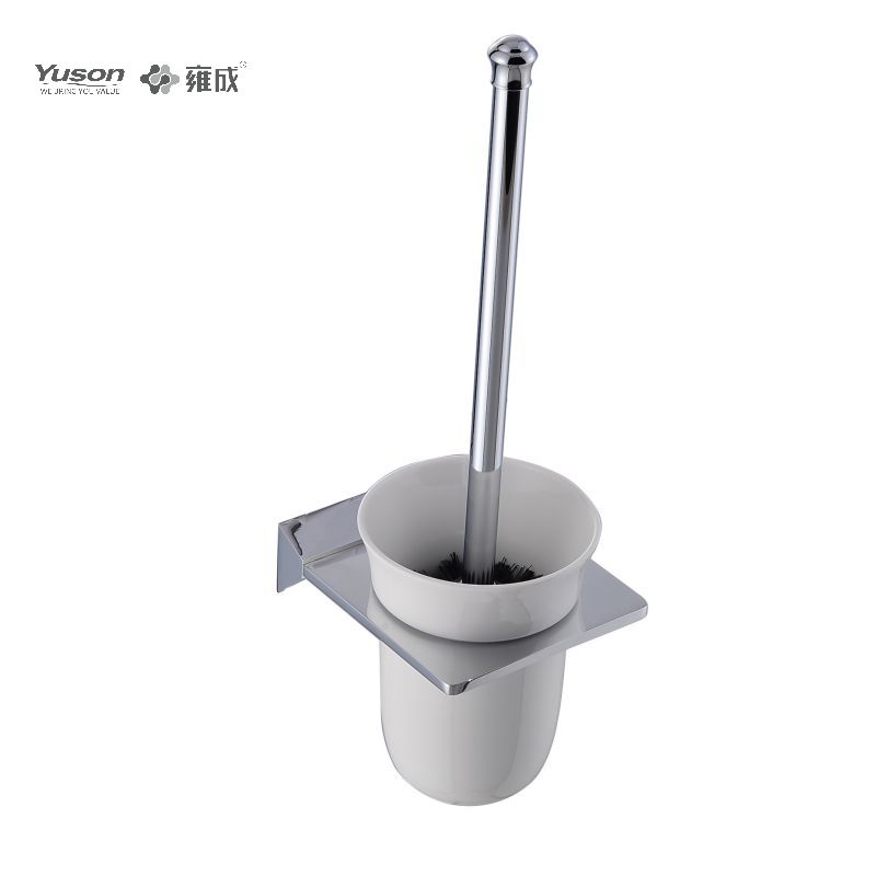 12290 Accessori da bagno eleganti, scopino per WC con tazza in vetro smerigliato/temperato, scopino per WC in zinco/ottone/SUS, montato a parete (serie 12200)