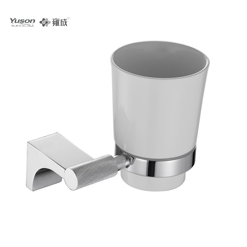 12484 Accessori da bagno eleganti, portabicchiere, con tazza in vetro smerigliato/temperato, portabicchiere in zinco/ottone/SUS, montato a parete (serie 12400)