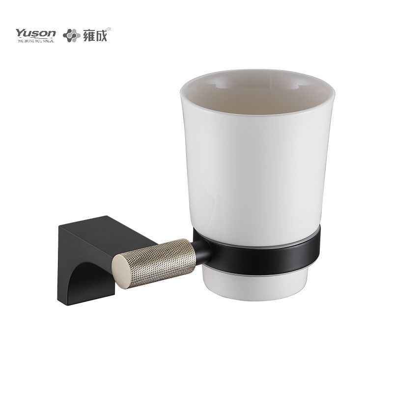 12484 Accessori da bagno eleganti, portabicchiere, con tazza in vetro smerigliato/temperato, portabicchiere in zinco/ottone/SUS, montato a parete (serie 12400)