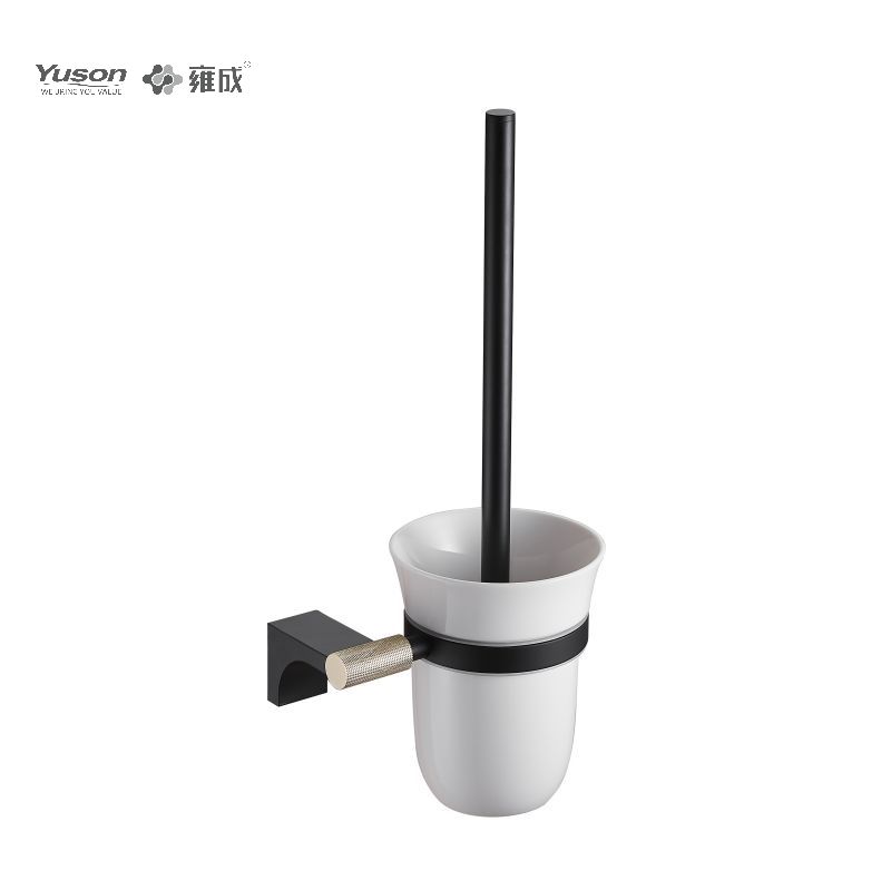 12490 Accessori da bagno Sleek, scopino per WC con tazza in vetro smerigliato/temperato, scopino per WC in zinco/ottone/SUS, montato a parete (serie 12400)
