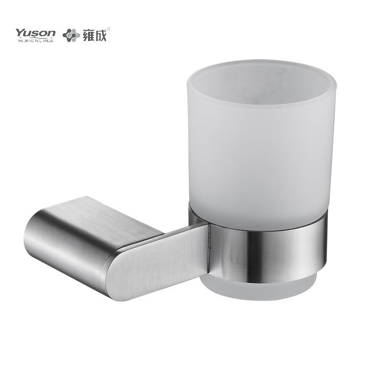 12684 Accessori da bagno eleganti, portabicchiere, con tazza in vetro smerigliato/temperato, portabicchiere in zinco/ottone/SUS, montato a parete (serie 12600)