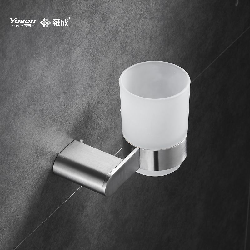 12684 Accessori da bagno eleganti, portabicchiere, con tazza in vetro smerigliato/temperato, portabicchiere in zinco/ottone/SUS, montato a parete (serie 12600)