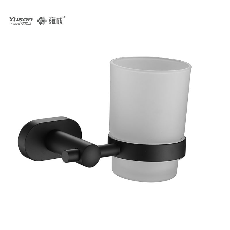 13384 Accessori da bagno eleganti, portabicchiere, con tazza in vetro smerigliato/temperato, portabicchiere in zinco/ottone/SUS, montato a parete (serie 13300)