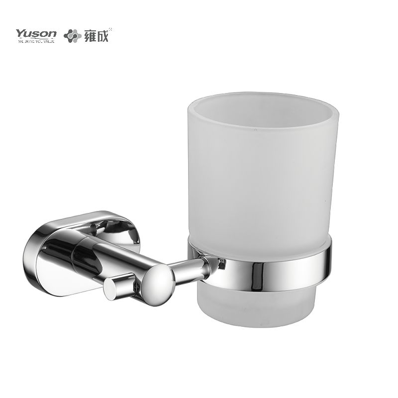 13384 Accessori da bagno eleganti, portabicchiere, con tazza in vetro smerigliato/temperato, portabicchiere in zinco/ottone/SUS, montato a parete (serie 13300)