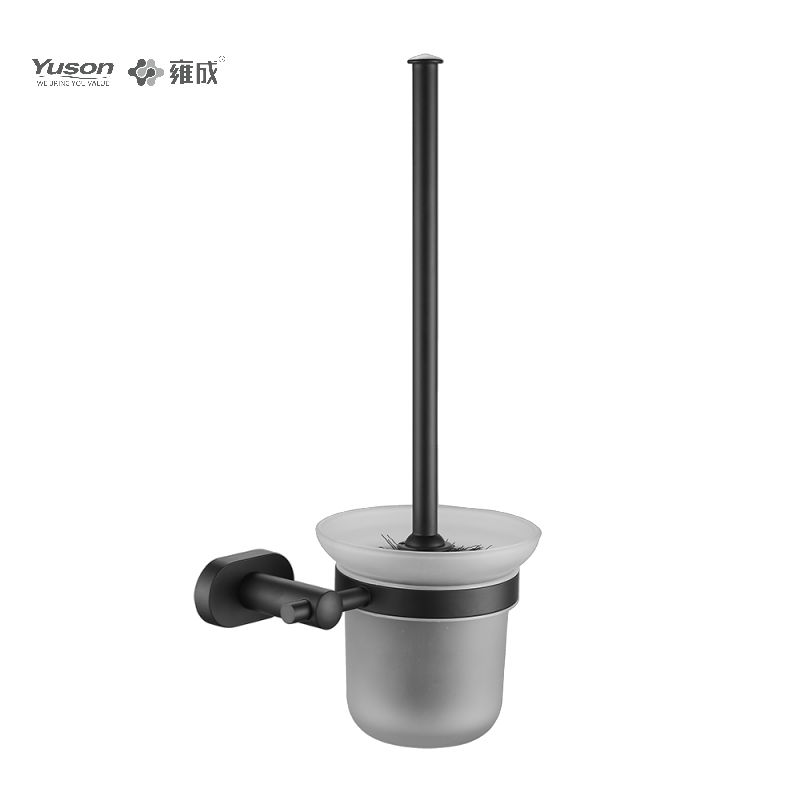 13390 Accessori da bagno eleganti, scopino per WC con tazza in vetro smerigliato/temperato, scopino per WC in zinco/ottone/SUS, montato a parete (serie 13300)