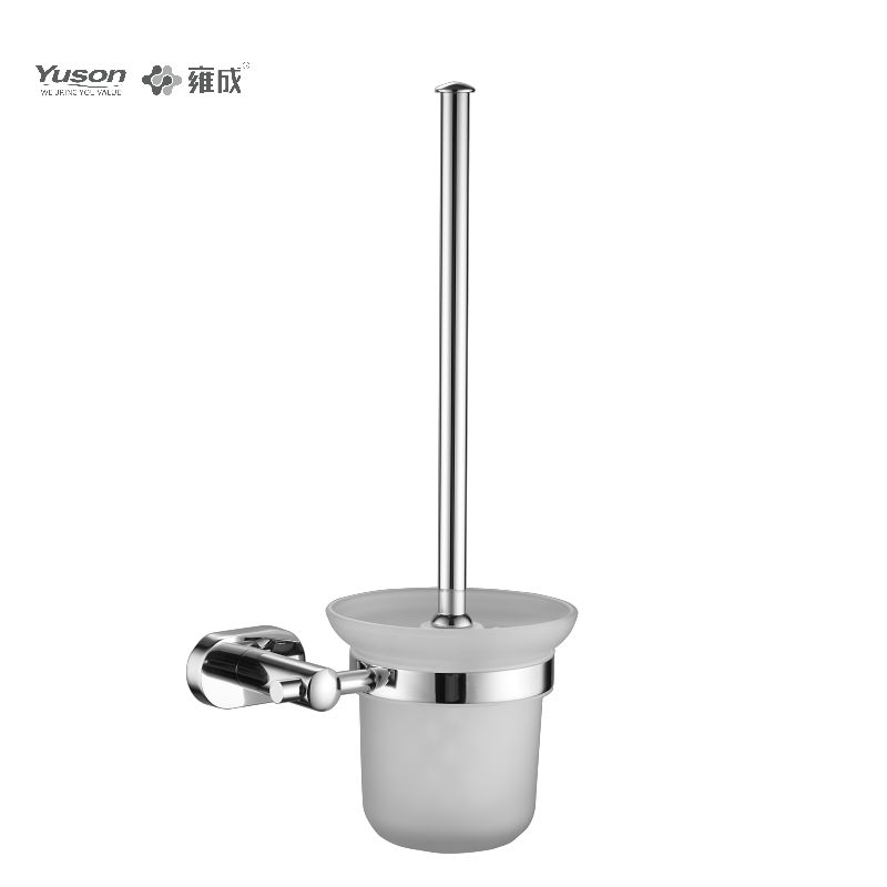 13390 Accessori da bagno eleganti, scopino per WC con tazza in vetro smerigliato/temperato, scopino per WC in zinco/ottone/SUS, montato a parete (serie 13300)