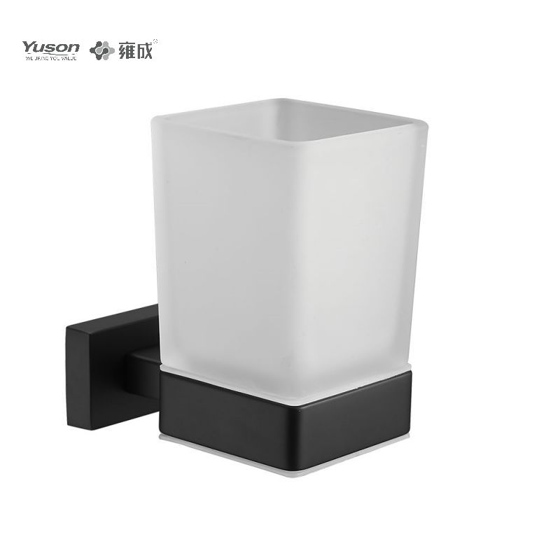 13484 Accessori da bagno eleganti, portabicchiere, con tazza in vetro smerigliato/temperato, portabicchiere in zinco/ottone/SUS, montato a parete (serie 13400)