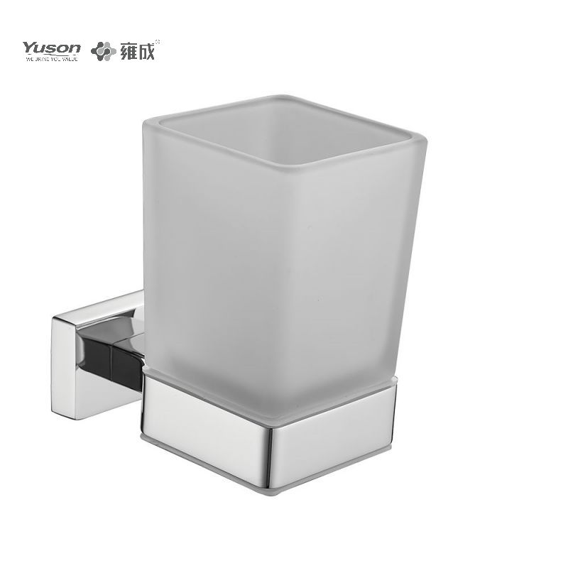 13484 Accessori da bagno eleganti, portabicchiere, con tazza in vetro smerigliato/temperato, portabicchiere in zinco/ottone/SUS, montato a parete (serie 13400)