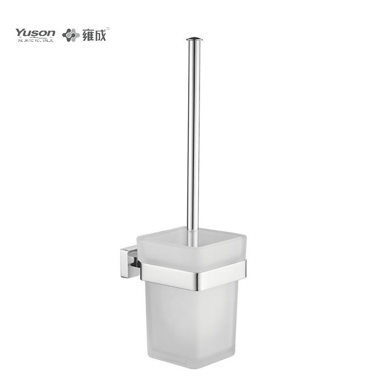 13490 Accessori da bagno eleganti, scopino per WC con tazza in vetro smerigliato/temperato, scopino per WC in zinco/ottone/SUS, montato a parete (serie 13400)