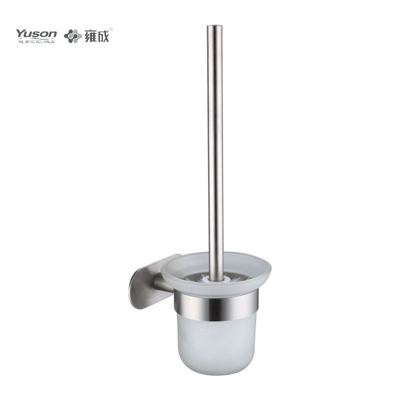 15290 Accessori da bagno eleganti, scopino per WC con tazza in vetro smerigliato/temperato, scopino per WC in zinco/ottone/SUS, montato a parete (serie 15200)