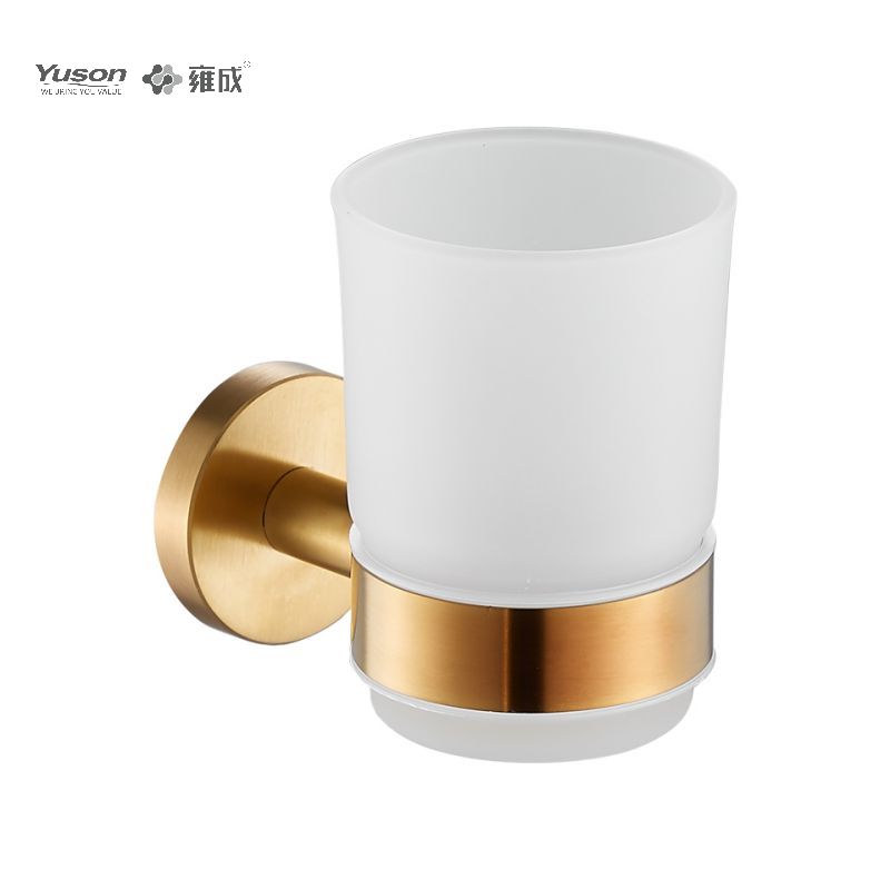15584 Accessori da bagno eleganti, portabicchiere, con tazza in vetro smerigliato/temperato, portabicchiere in zinco/ottone/SUS, montato a parete (serie 15500)