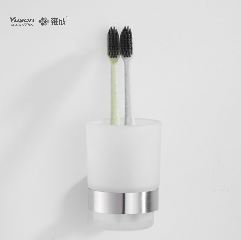 15584 Accessori da bagno eleganti, portabicchiere, con tazza in vetro smerigliato/temperato, portabicchiere in zinco/ottone/SUS, montato a parete (serie 15500)