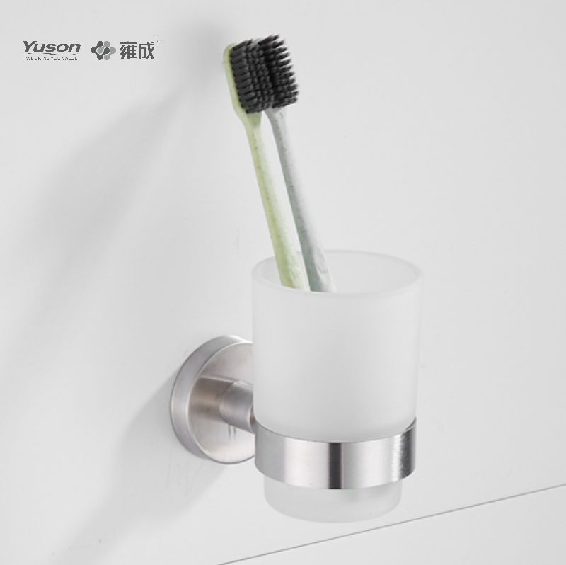15584 Accessori da bagno eleganti, portabicchiere, con tazza in vetro smerigliato/temperato, portabicchiere in zinco/ottone/SUS, montato a parete (serie 15500)