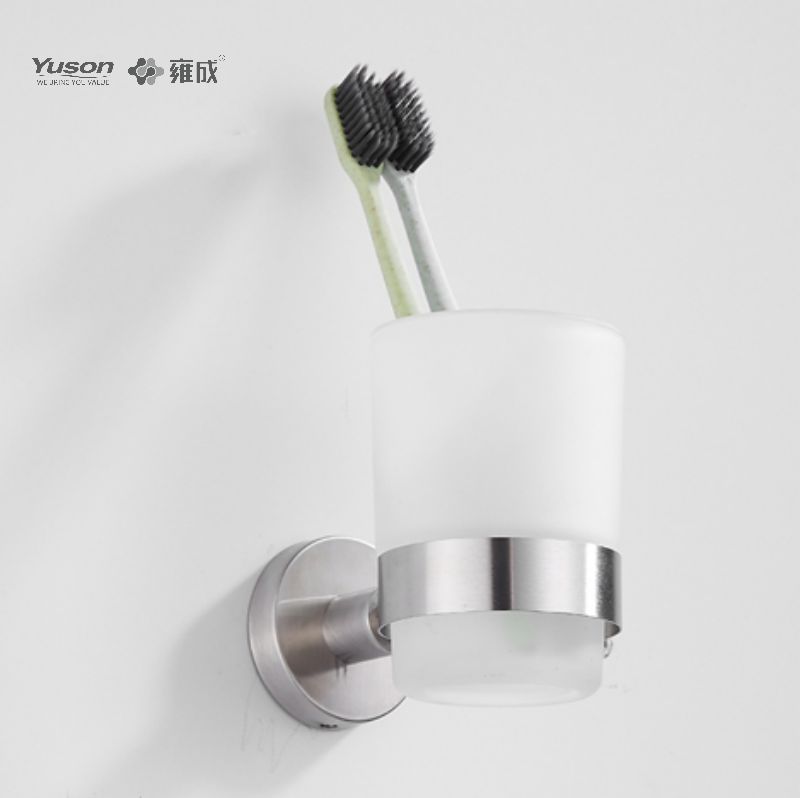 15584 Accessori da bagno eleganti, portabicchiere, con tazza in vetro smerigliato/temperato, portabicchiere in zinco/ottone/SUS, montato a parete (serie 15500)