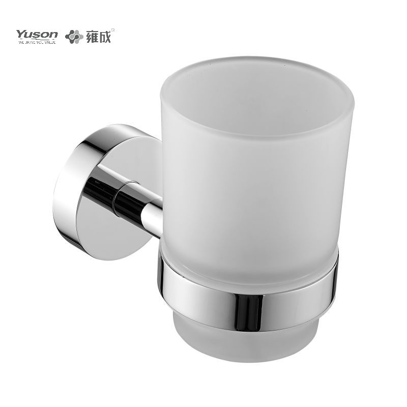 21684 Accessori da bagno eleganti, portabicchiere, con tazza in vetro smerigliato/temperato, portabicchiere in zinco/ottone/SUS, montato a parete (serie 21600)