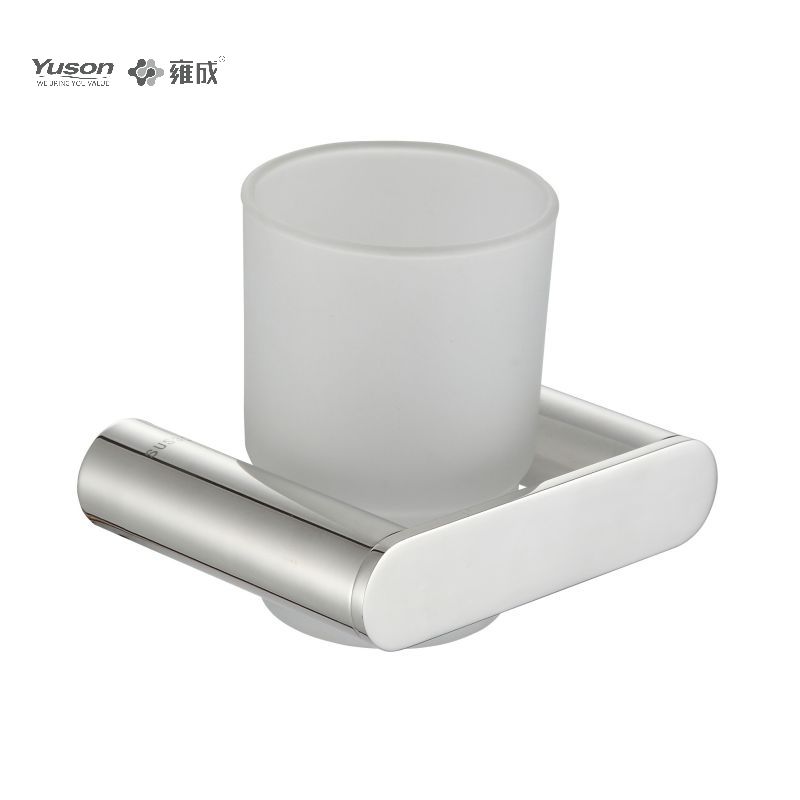 23284 Accessori da bagno eleganti, portabicchiere, con tazza in vetro smerigliato/temperato, portabicchiere in zinco/ottone/SUS, montato a parete (serie 23200)