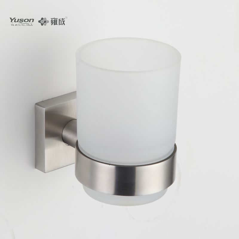 23684 Accessori da bagno eleganti, portabicchiere, con tazza in vetro smerigliato/temperato, portabicchiere in zinco/ottone/SUS, montato a parete (serie 23600)