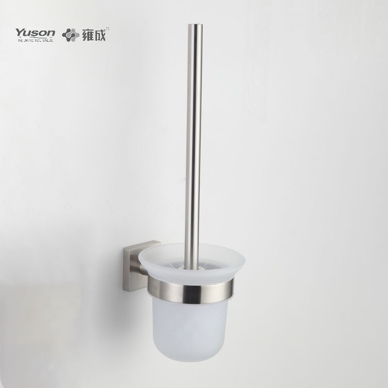 23690 Accessori da bagno eleganti, scopino per WC con tazza in vetro smerigliato/temperato, scopino per WC in zinco/ottone/SUS, montato a parete (serie 23600)