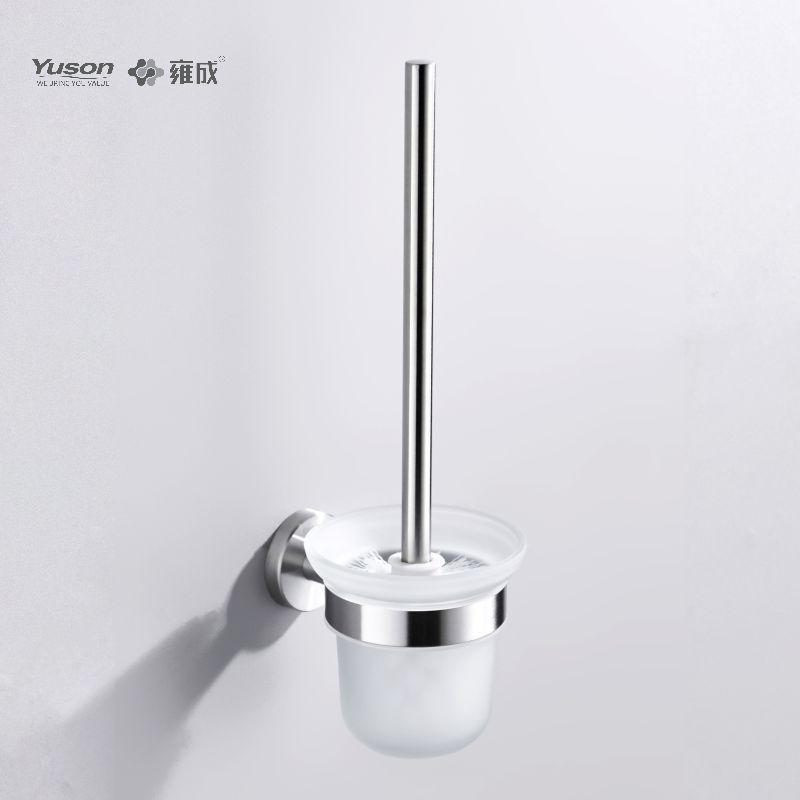 23790 Accessori da bagno eleganti, scopino per WC con tazza in vetro smerigliato/temperato, scopino per WC in zinco/ottone/SUS, montato a parete (serie 23700)