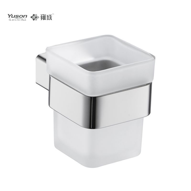 23984 Accessori da bagno eleganti, portabicchiere, con tazza in vetro smerigliato/temperato, portabicchiere in zinco/ottone/SUS, montato a parete (serie 23900)