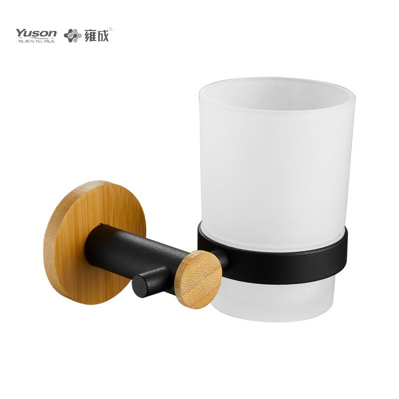 24484 Accessori da bagno eleganti, portabicchiere, con tazza in vetro smerigliato/temperato, portabicchiere in zinco/ottone/SUS, montato a parete (serie 24400)