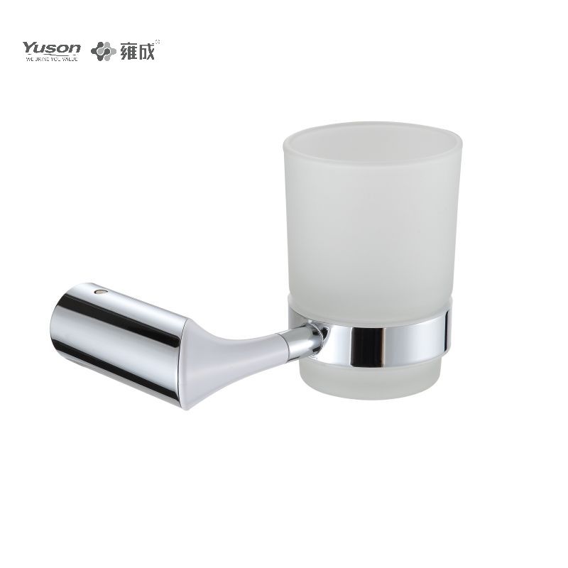 25684 Accessori da bagno eleganti, portabicchiere, con tazza in vetro smerigliato/temperato, portabicchiere in zinco/ottone/SUS, montato a parete (serie 25600)