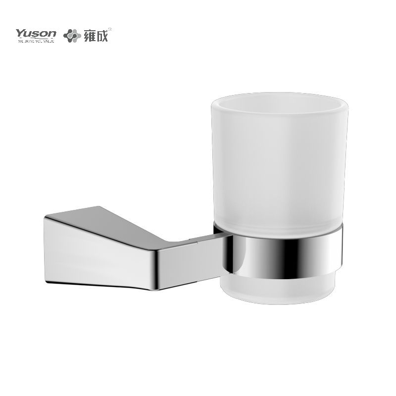 25884 Accessori da bagno eleganti, portabicchiere, con tazza in vetro smerigliato/temperato, portabicchiere in zinco/ottone/SUS, montato a parete (serie 25800)